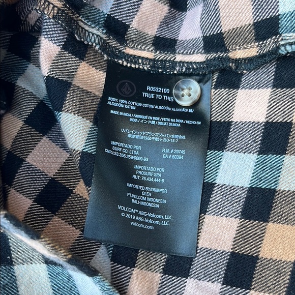 Volcom Kids Checkered Shirt - Blue, Brown, and Black - Picture 10 of 13